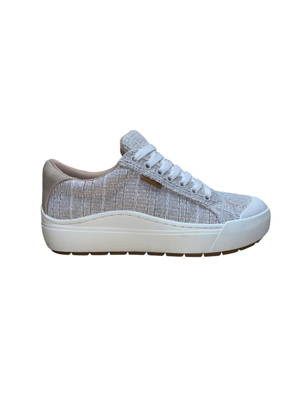 Dr. Scholls Women’s Beige & Brown Fabric Lining Time Off Chunky Sneakers Size 7M